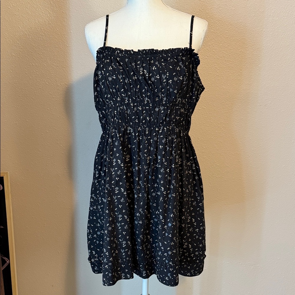 Free People Black Mini Dress with White Pattern
